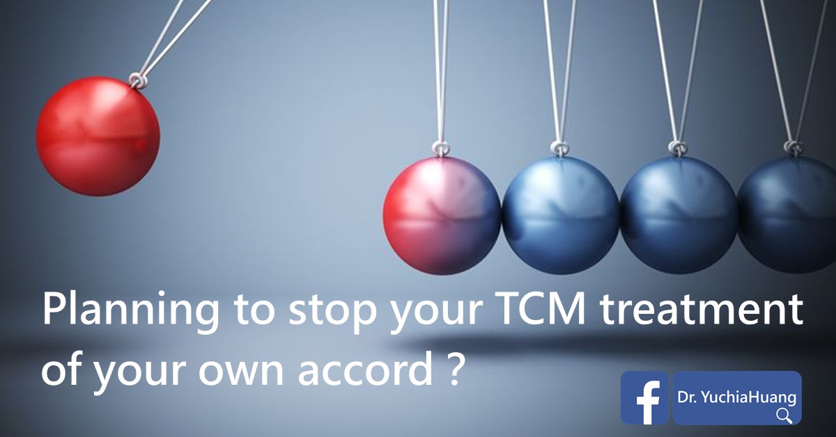 Cover image: “Planning to stop your TCM treatment of your own accord?”, a Newton’s cradle