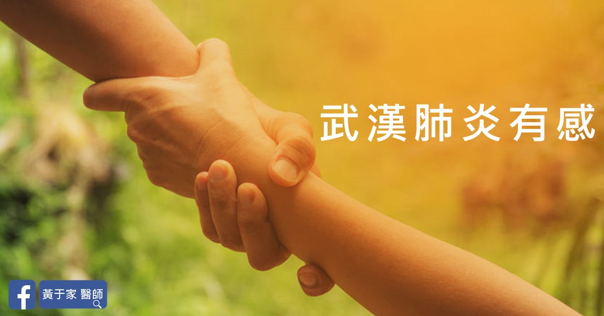 兩手相握的照片，上有文字「武漢肺炎有感」